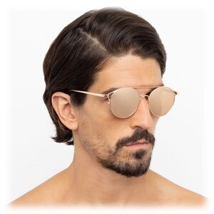 New Linda Farrow Rayan Oval Aviator Rose Gold Sunglasses LFL825 C3